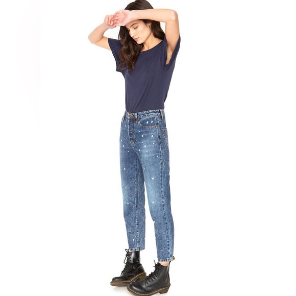 (B52) Free People x Sandrine Rose Straight Fit, Polka Blue, Size 28, NWT - Picture 3 of 14